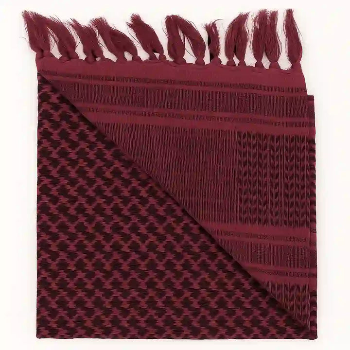 HilalHaven Crimson Nomad Ethnic Jacquard Keffiyeh Tassel Headscarf - image 4