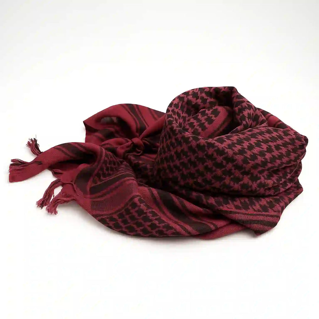 HilalHaven Crimson Nomad Ethnic Jacquard Keffiyeh Tassel Headscarf - image 8
