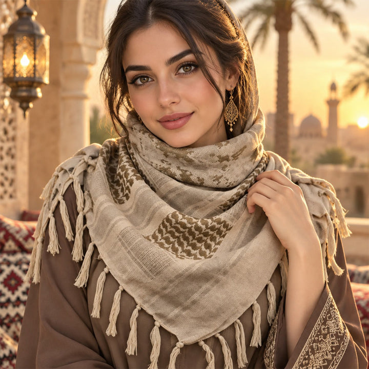 HilalHaven Faded Petal Retro Textured Tassel Square Keffiyeh - image 2