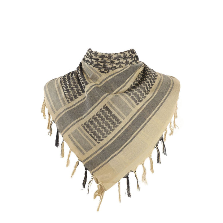 HilalHaven Neutral Weave Keffiyeh Geometric Check Cotton Tassel Scarf - image 5