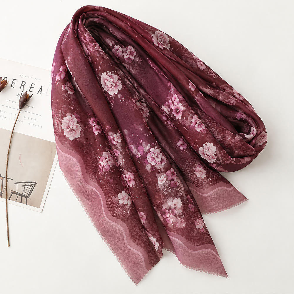 HilalHaven Plum Bloom Sheer Bali Chiffon Floral Hijab Scarf - image 5