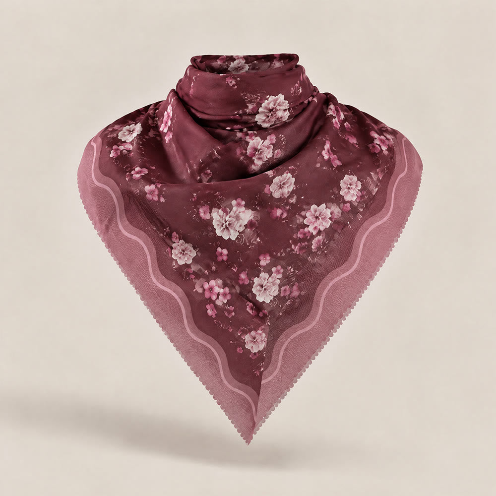 HilalHaven Plum Bloom Sheer Bali Chiffon Floral Hijab Scarf - image 4