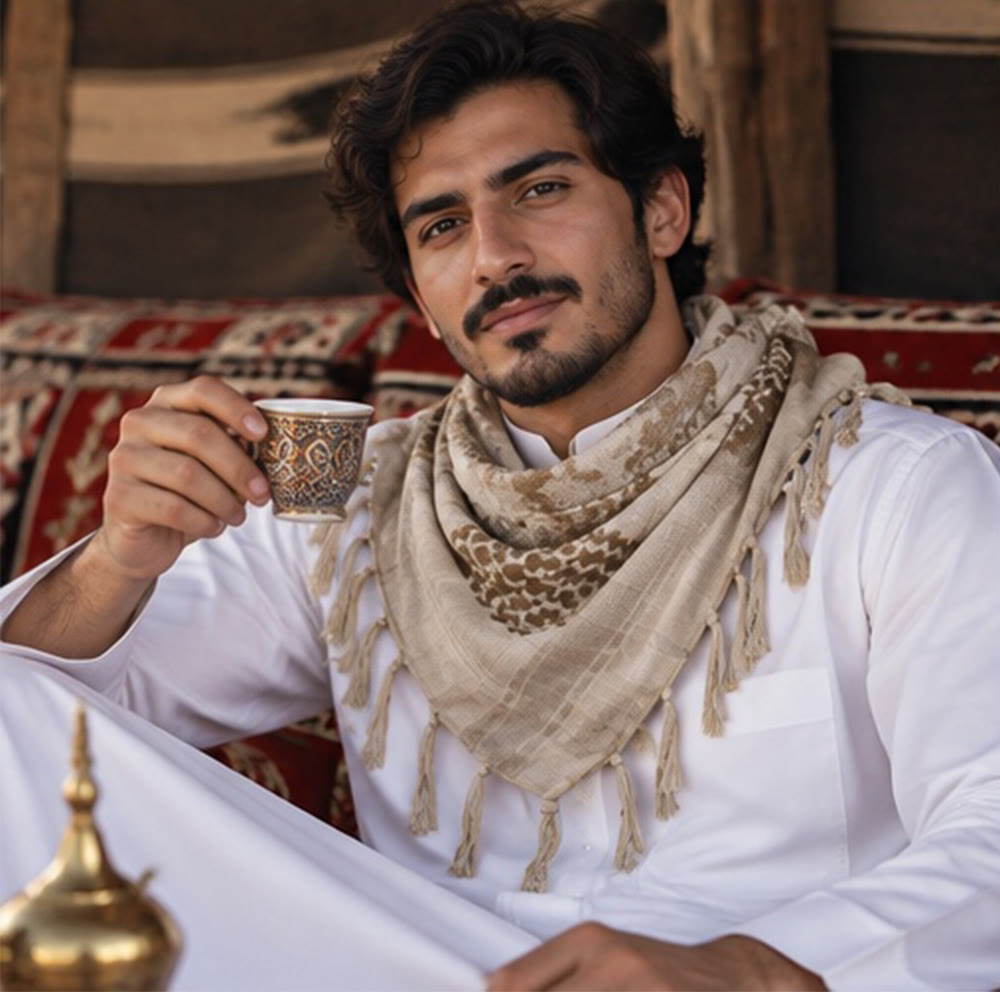 HilalHaven Faded Petal Retro Textured Tassel Square Keffiyeh - image 1