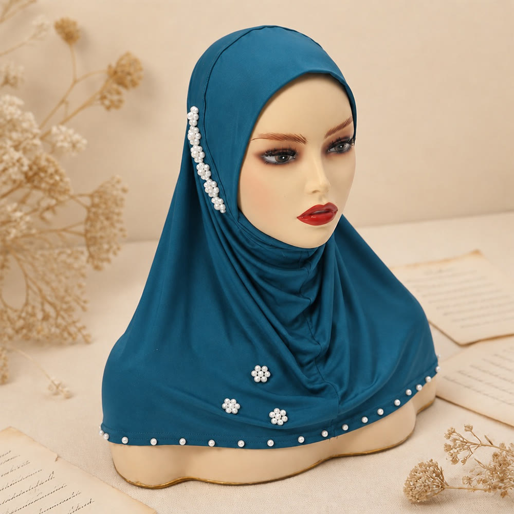 FREE Today: Pearl Bloom Milk Silk Beaded Instant Hijab - image 3