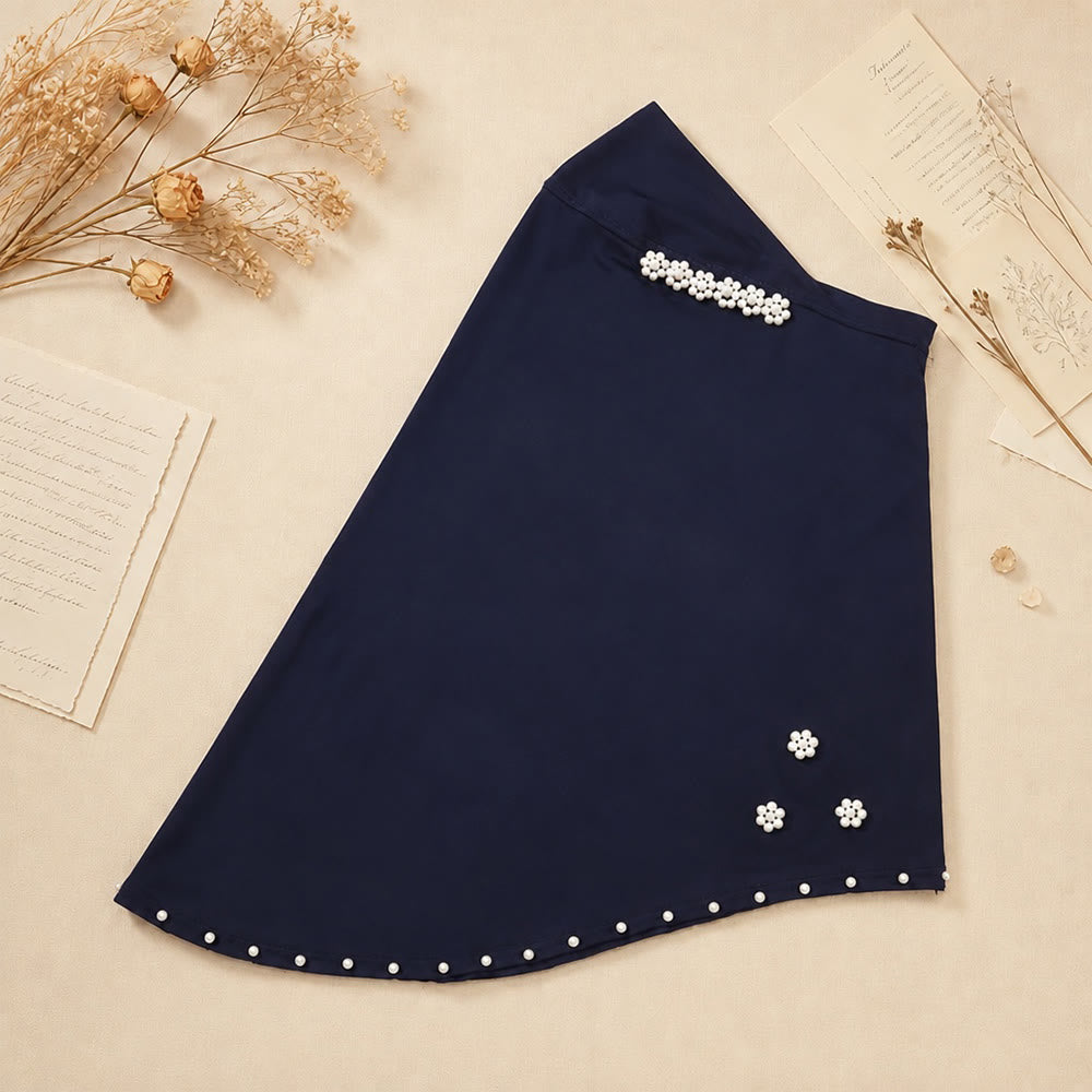 HilalHaven Pearl Bloom Milk Silk Beaded Instant Hijab - Navy - image 6