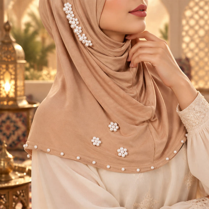 FREE Today: Pearl Bloom Milk Silk Beaded Instant Hijab - image 0