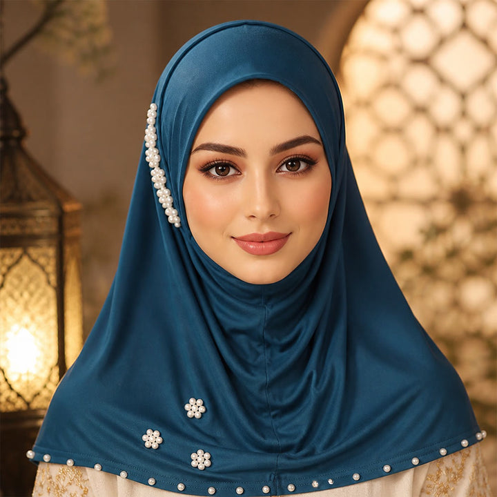 FREE Today: Pearl Bloom Milk Silk Beaded Instant Hijab - image 2