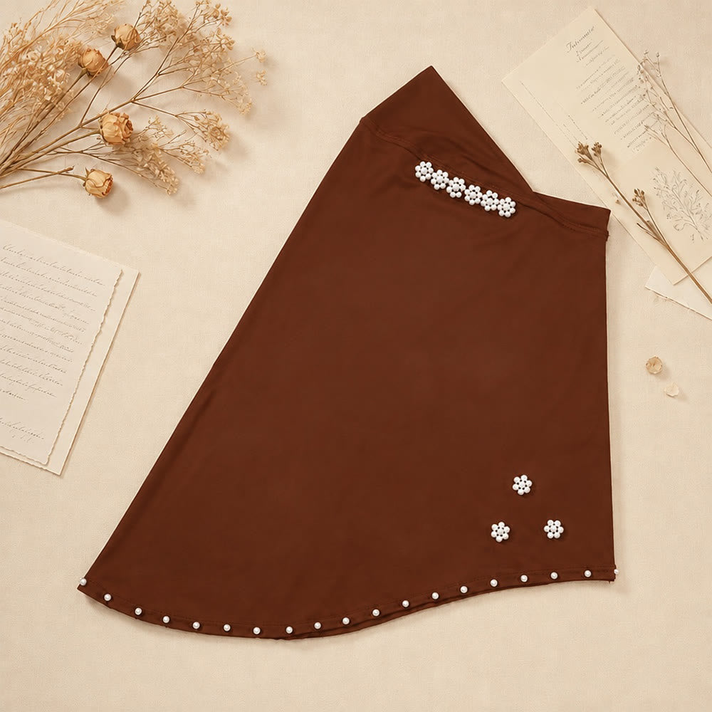 FREE Today: Pearl Bloom Milk Silk Beaded Instant Hijab - Coffee - image 12