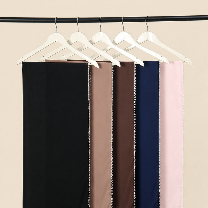 HilalHaven Luminous Strand Plain Chiffon Rhinestone Edge Hijab - image 3