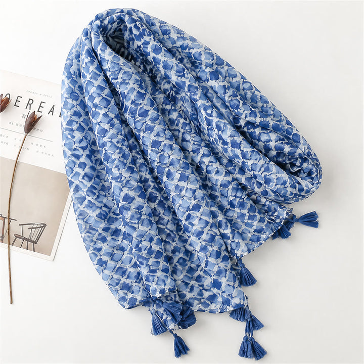 HilalHaven Botanical Whisper Printed Tassel Hijab Scarf - image 11