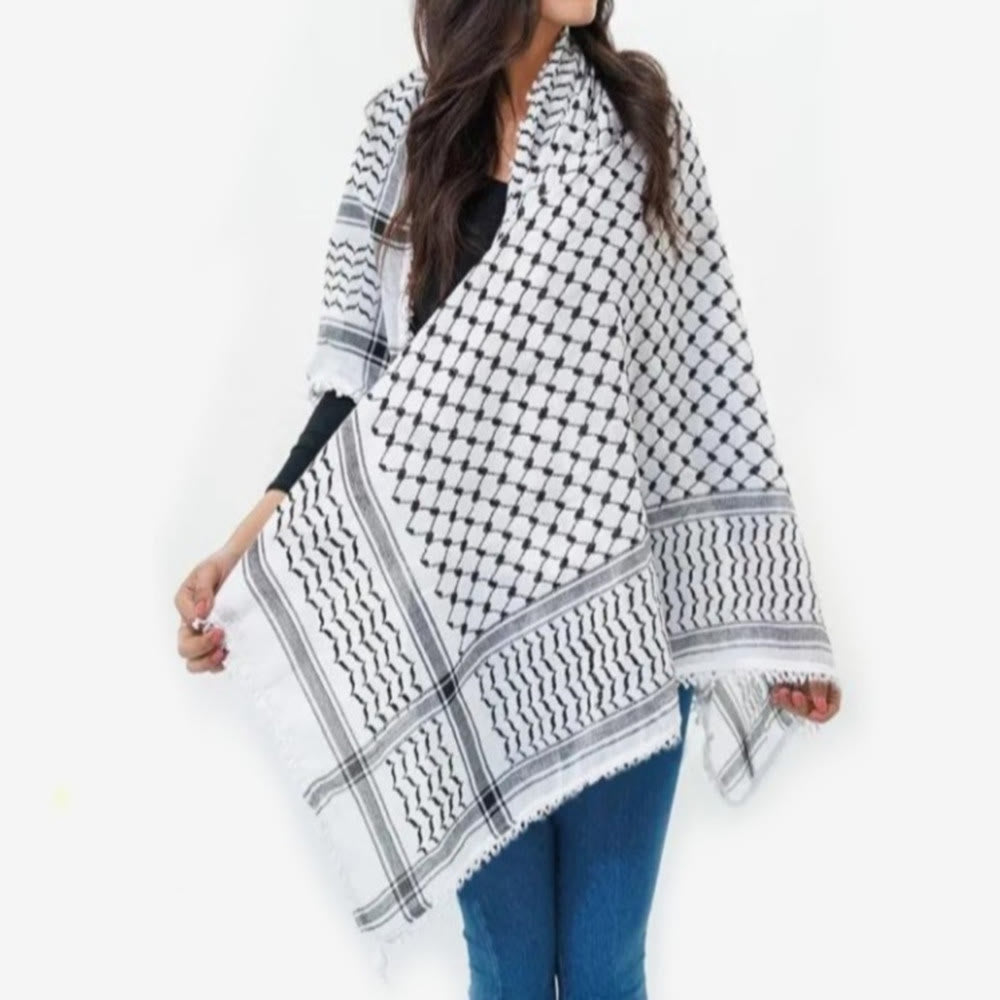 HilalHaven Sands Legacy Palestinian Keffiyeh Tasseled Polyester Square Scarf - image 1