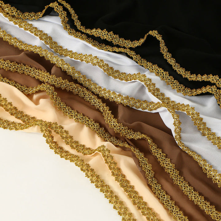HilalHaven Golden Trim Solid Chiffon Embellished Hijab - image 12