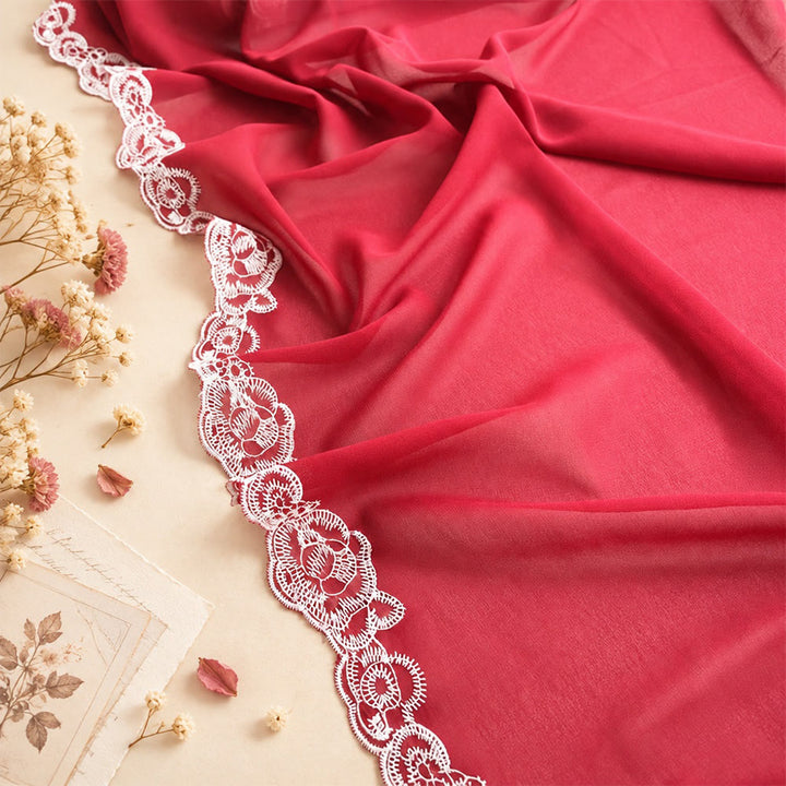 HilalHaven Lace Veil Solid Chiffon Long Hijab - image 22