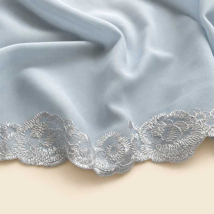 HilalHaven Lace Veil Solid Chiffon Long Hijab - image 1