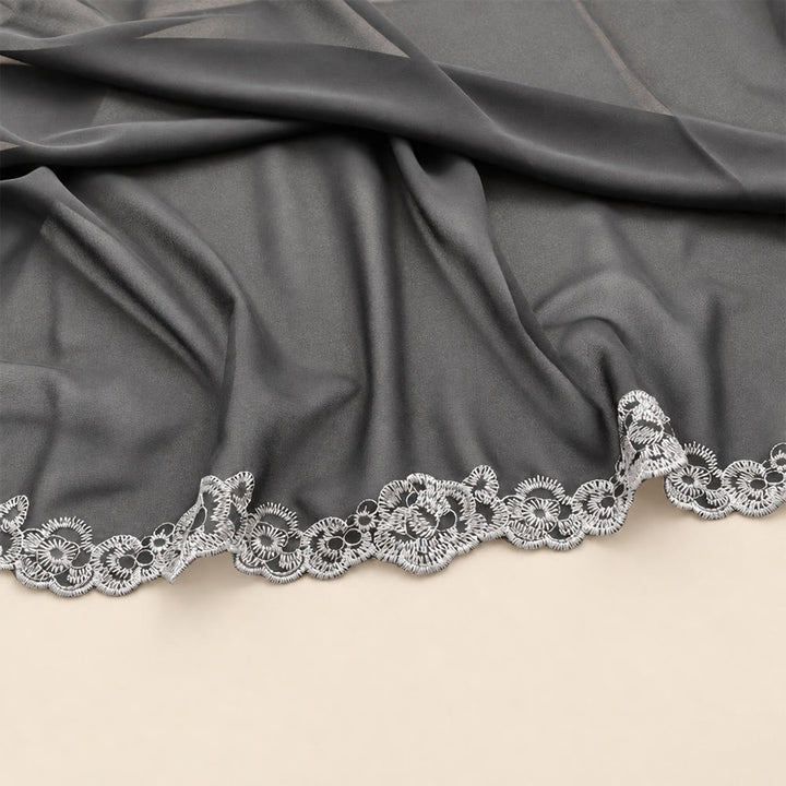 HilalHaven Lace Veil Solid Chiffon Long Hijab - image 16