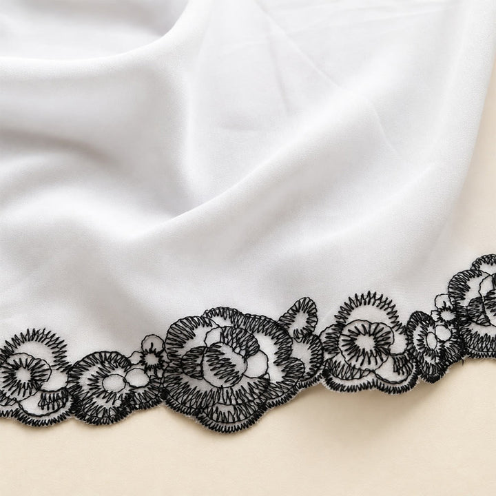 HilalHaven Lace Veil Solid Chiffon Long Hijab - image 5