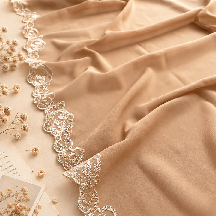 HilalHaven Lace Veil Solid Chiffon Long Hijab - image 7