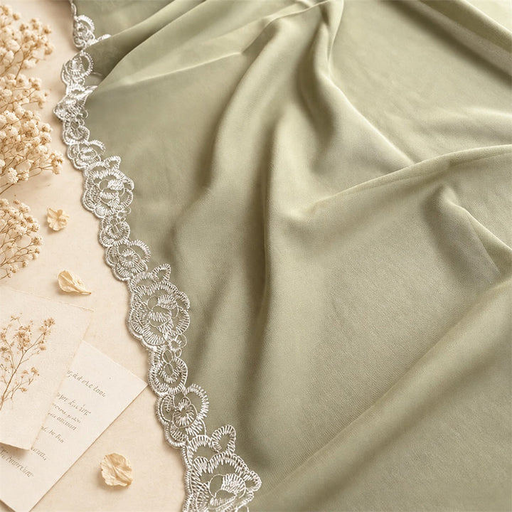 HilalHaven Lace Veil Solid Chiffon Long Hijab - image 10