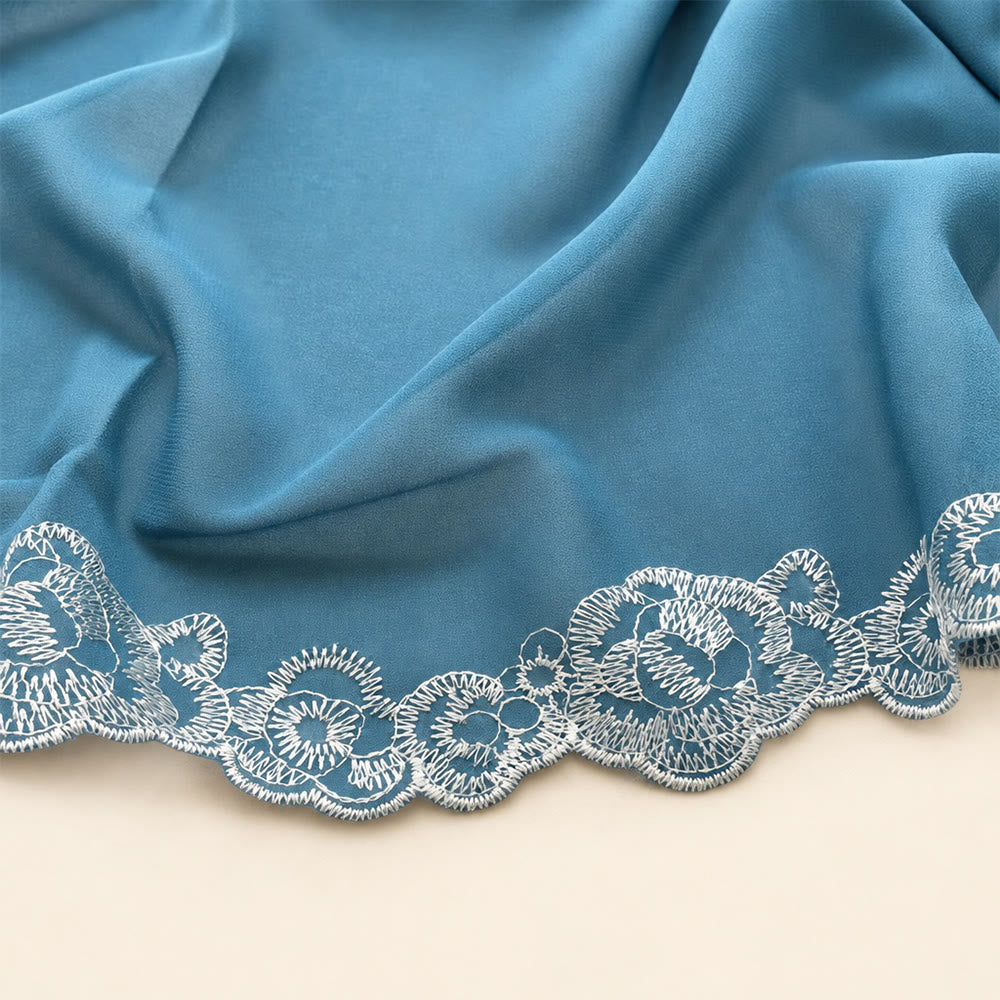 HilalHaven Lace Veil Solid Chiffon Long Hijab - image 18