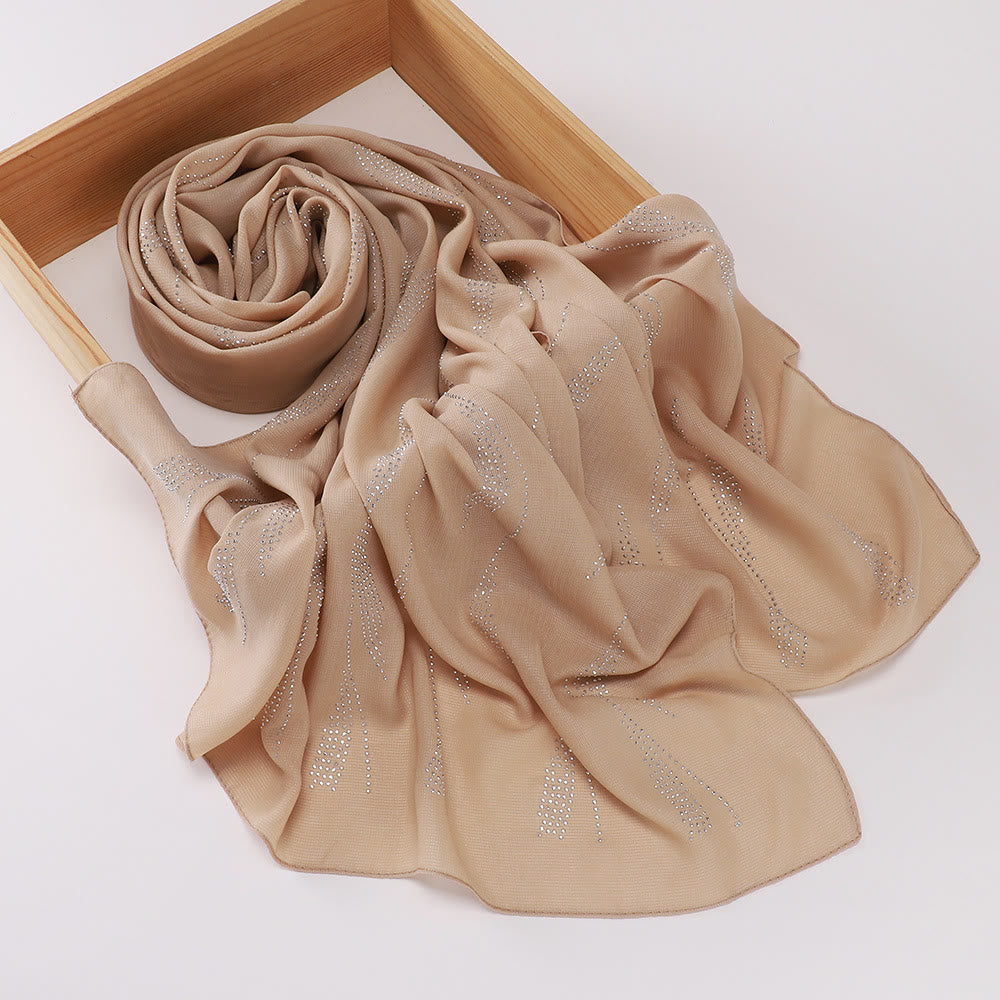 HilalHaven Spark Streak Polyester Rhinestone Hijab - Beige - image 8