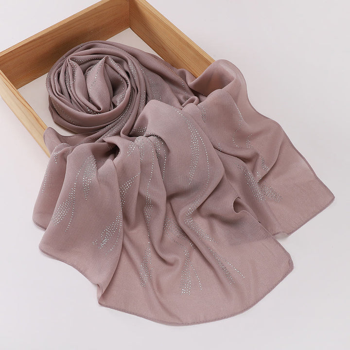 HilalHaven Spark Streak Polyester Rhinestone Hijab - Dusty Pink - image 4
