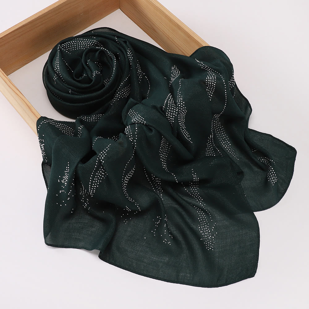 HilalHaven Spark Streak Polyester Rhinestone Hijab - Dark Green - image 15
