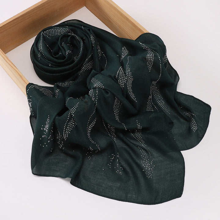 FREE Today: Spark Streak Polyester Rhinestone Hijab - Dark Green - image 15