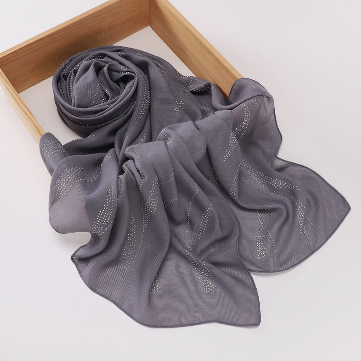 HilalHaven Spark Streak Polyester Rhinestone Hijab - Grey - image 14