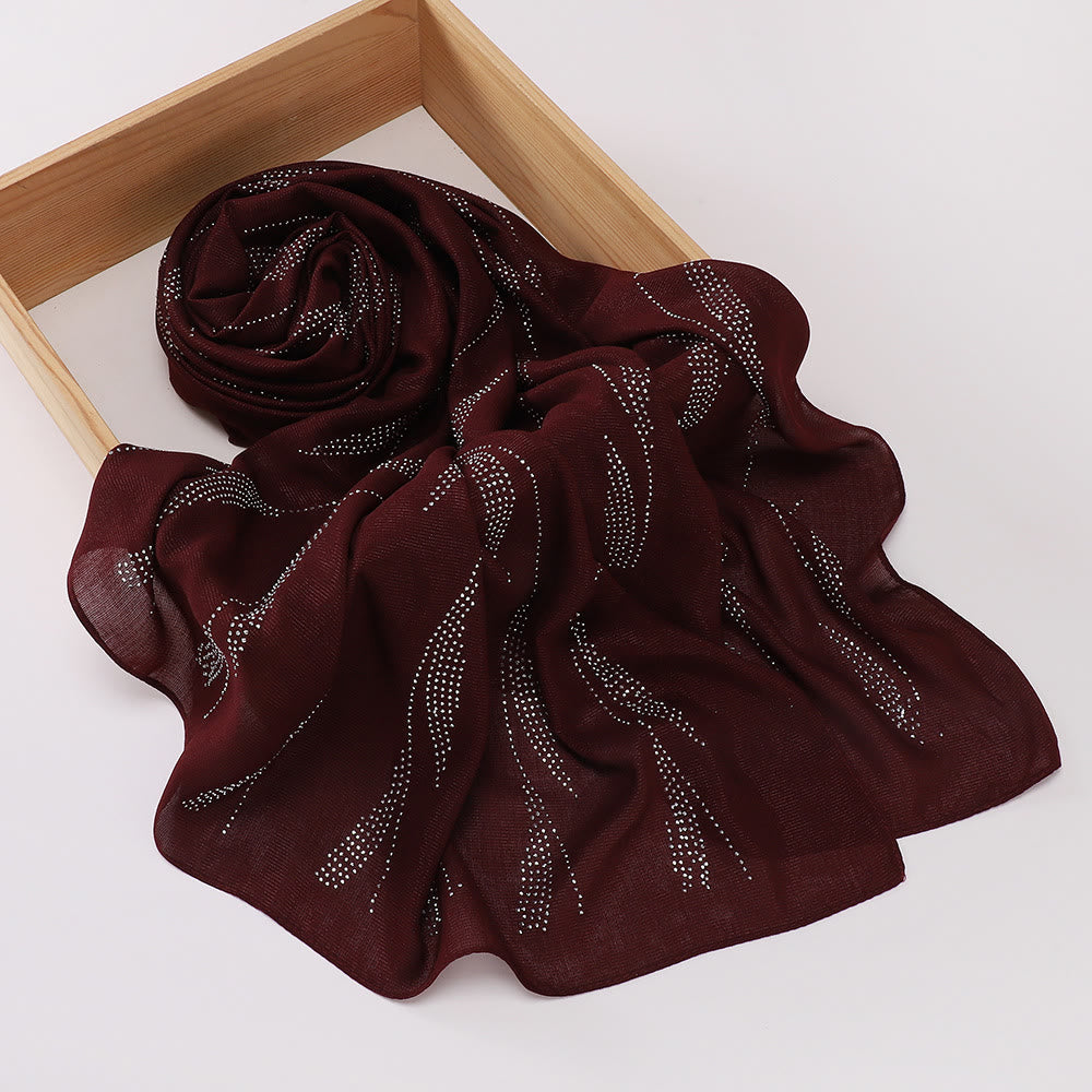 HilalHaven Spark Streak Polyester Rhinestone Hijab - Burgundy - image 12