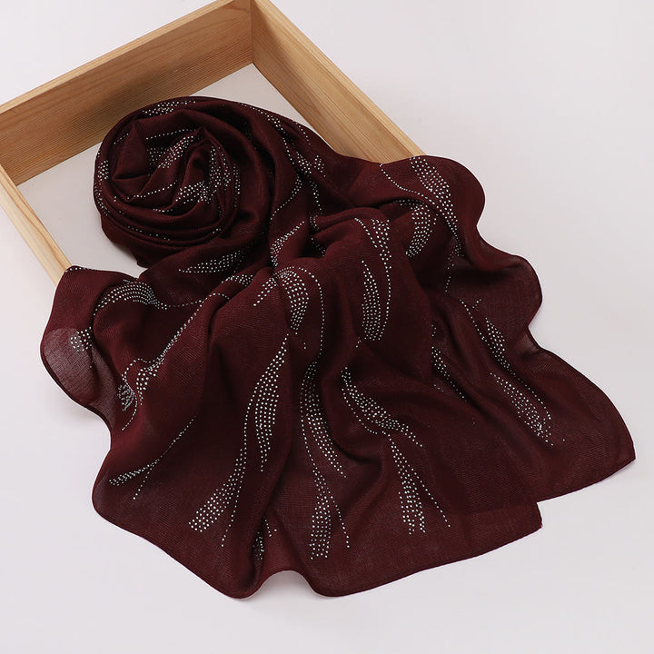 HilalHaven Spark Streak Polyester Rhinestone Hijab - Burgundy - image 12
