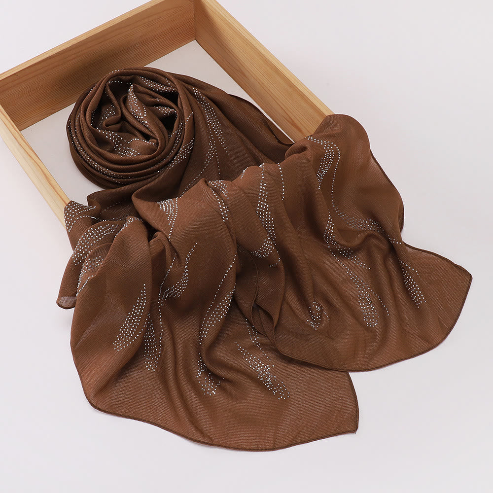 HilalHaven Spark Streak Polyester Rhinestone Hijab - Coffee - image 6