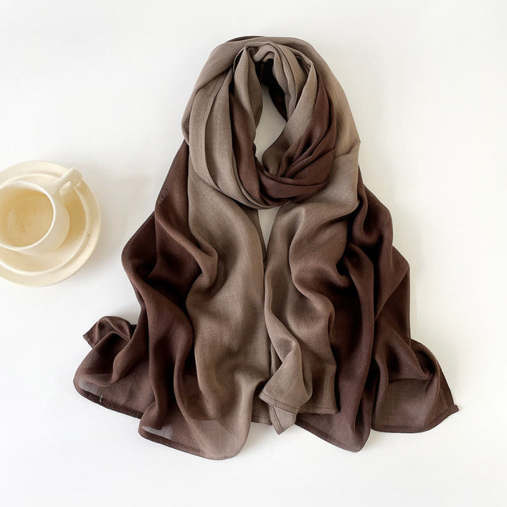 HilalHaven Soft Gradient Rayon Long Bohemian Hijab Scarf - Coffee Gradient - image 7