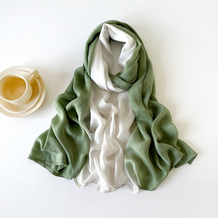 HilalHaven Soft Gradient Rayon Long Bohemian Hijab Scarf - Sage Green Gradient - image 10