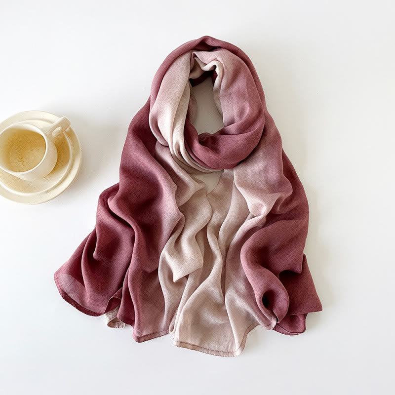 HilalHaven Soft Gradient Rayon Long Bohemian Hijab Scarf - Dusty Rose Gradient - image 4
