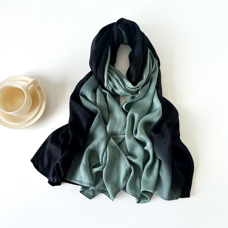 HilalHaven Soft Gradient Rayon Long Bohemian Hijab Scarf - Teal Gradient - image 0