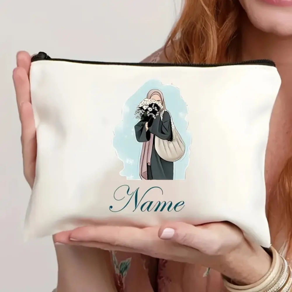 HilalHaven Veil Sketch Custom Name Art Zipper Pouch - 6 - image 5