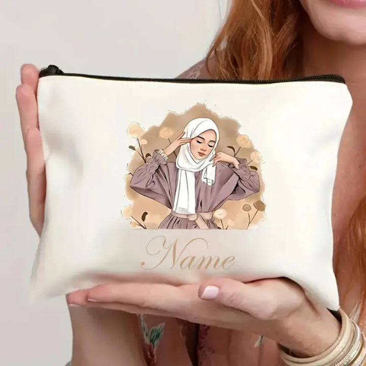 HilalHaven Veil Sketch Custom Name Art Zipper Pouch - 4 - image 3