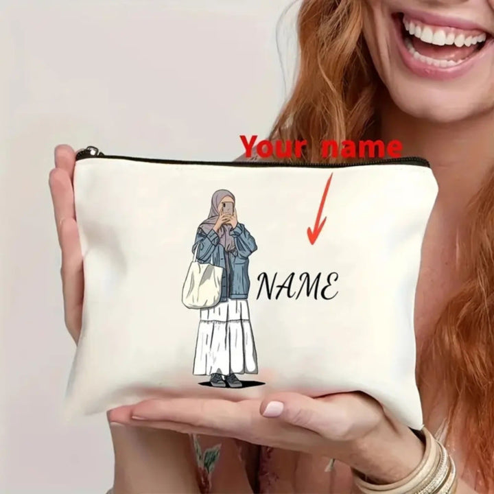 HilalHaven Veil Sketch Custom Name Art Zipper Pouch - 1 - image 0