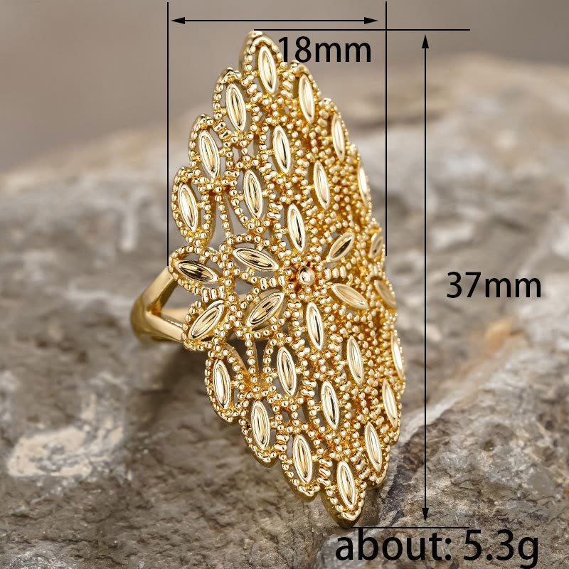 HilalHaven Lace Frond Vintage Filigree Geometric Statement Ring - image 7
