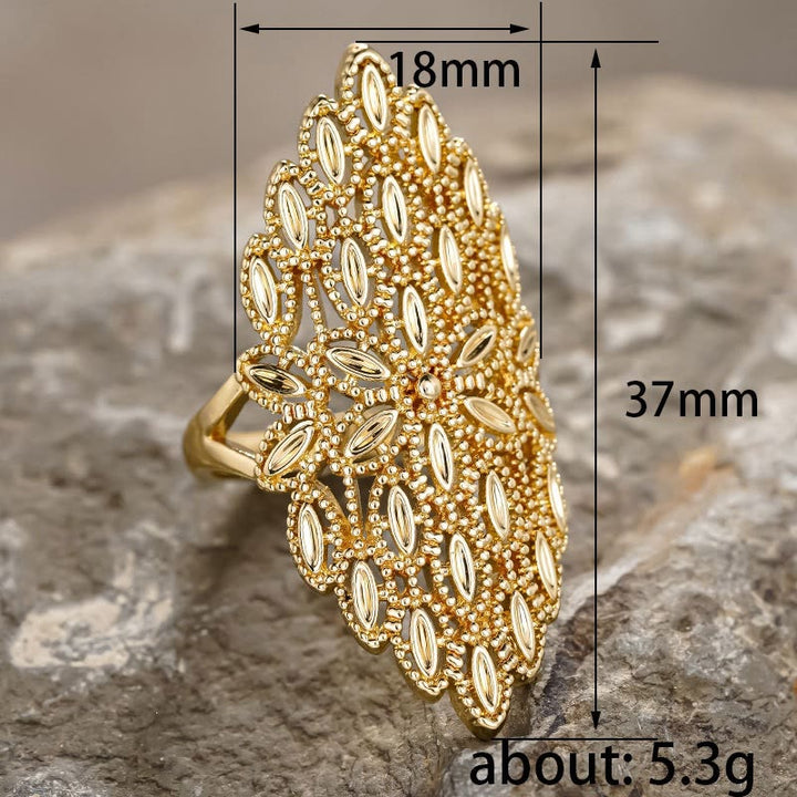 HilalHaven Lace Frond Vintage Filigree Geometric Statement Ring - image 7