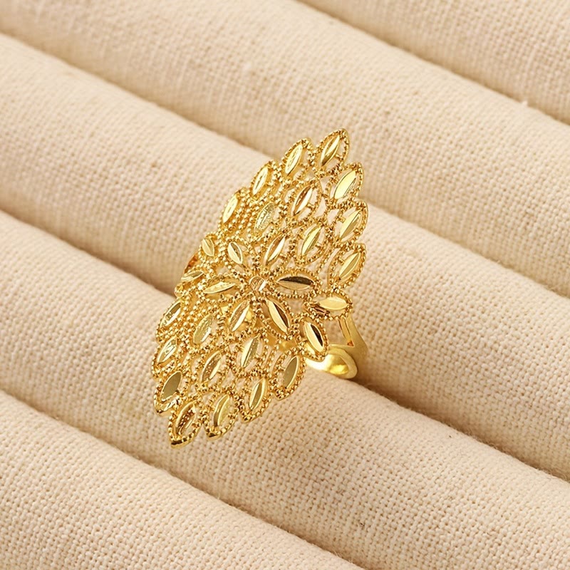 HilalHaven Lace Frond Vintage Filigree Geometric Statement Ring - image 4