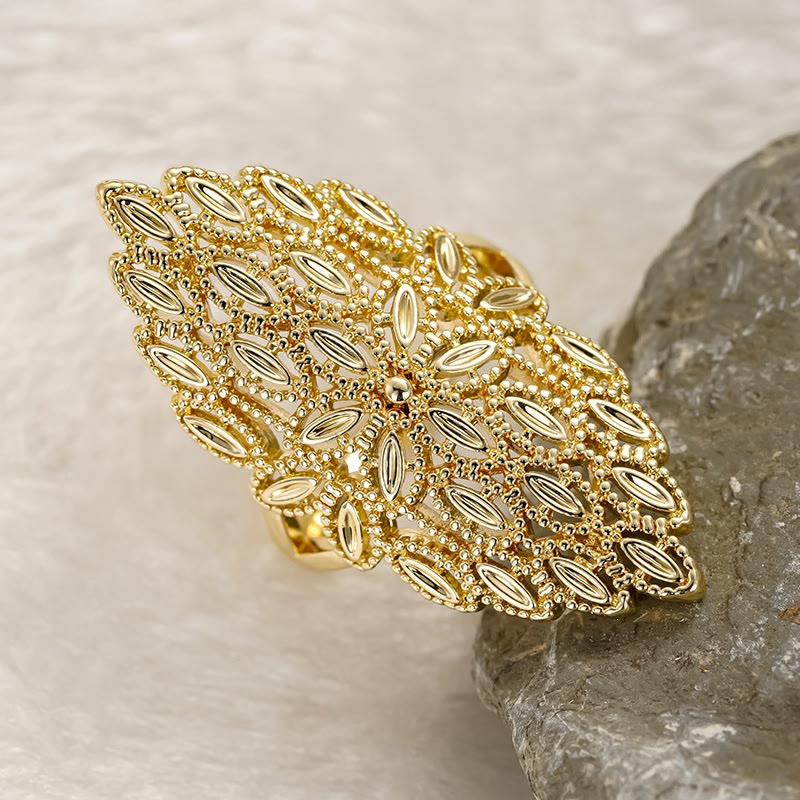 HilalHaven Lace Frond Vintage Filigree Geometric Statement Ring - image 6