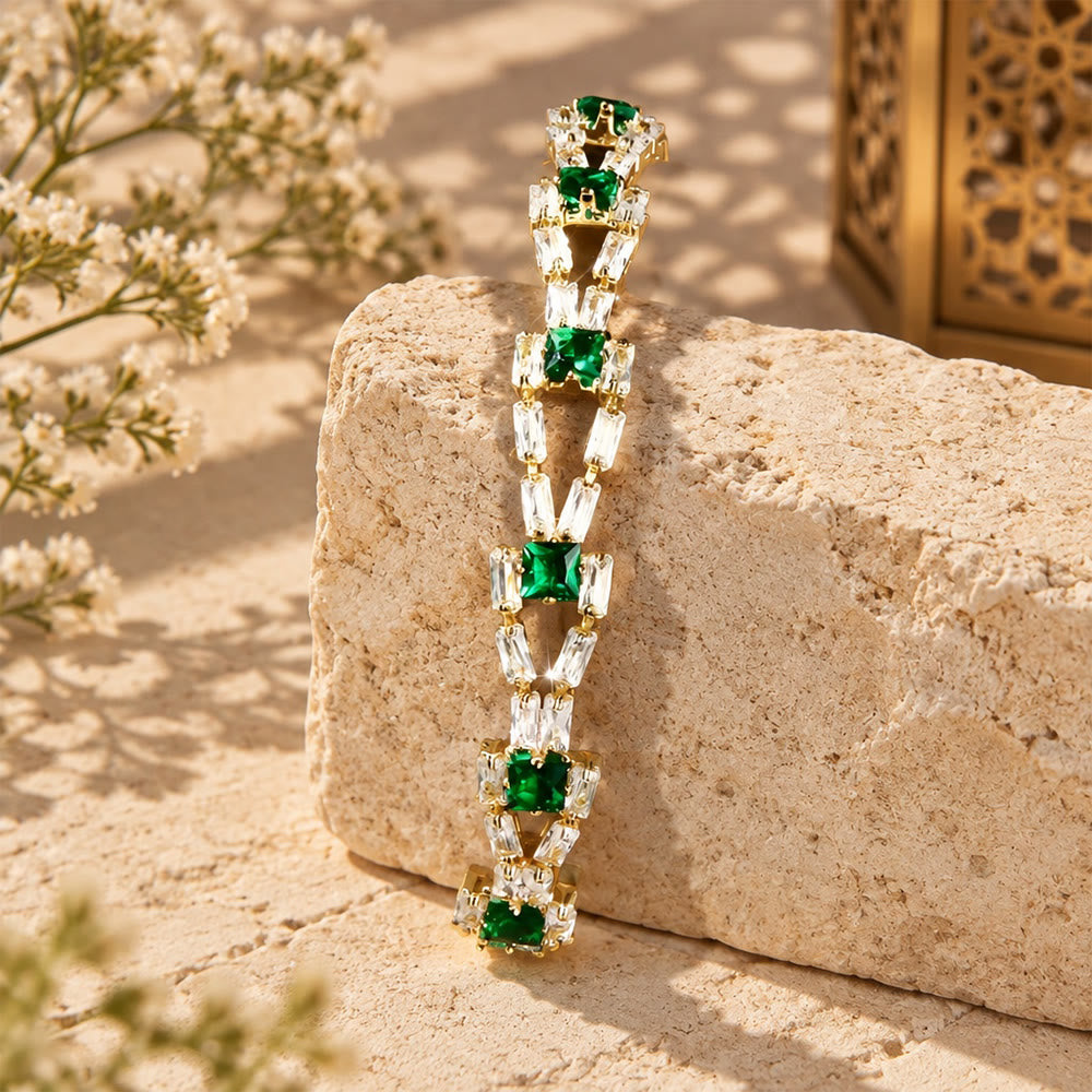 HilalHaven Tinted Crystal Tennis Baguette Copper Bracelet  - image 3