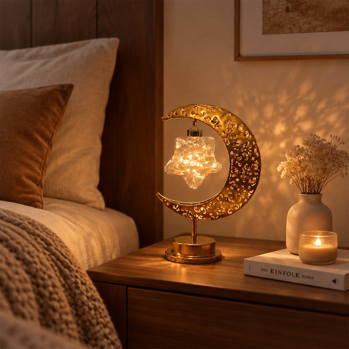 HilalHaven Crescent Moon &amp; Star Glow Islamic Iron LED Night Light - image 4