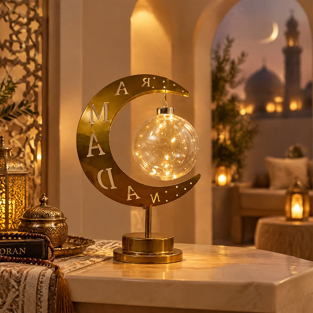 HilalHaven Crescent Moon &amp; Star Glow Islamic Iron LED Night Light - image 9