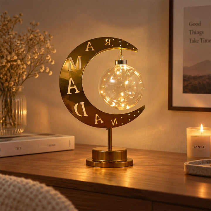 HilalHaven Crescent Moon &amp; Star Glow Islamic Iron LED Night Light - image 8