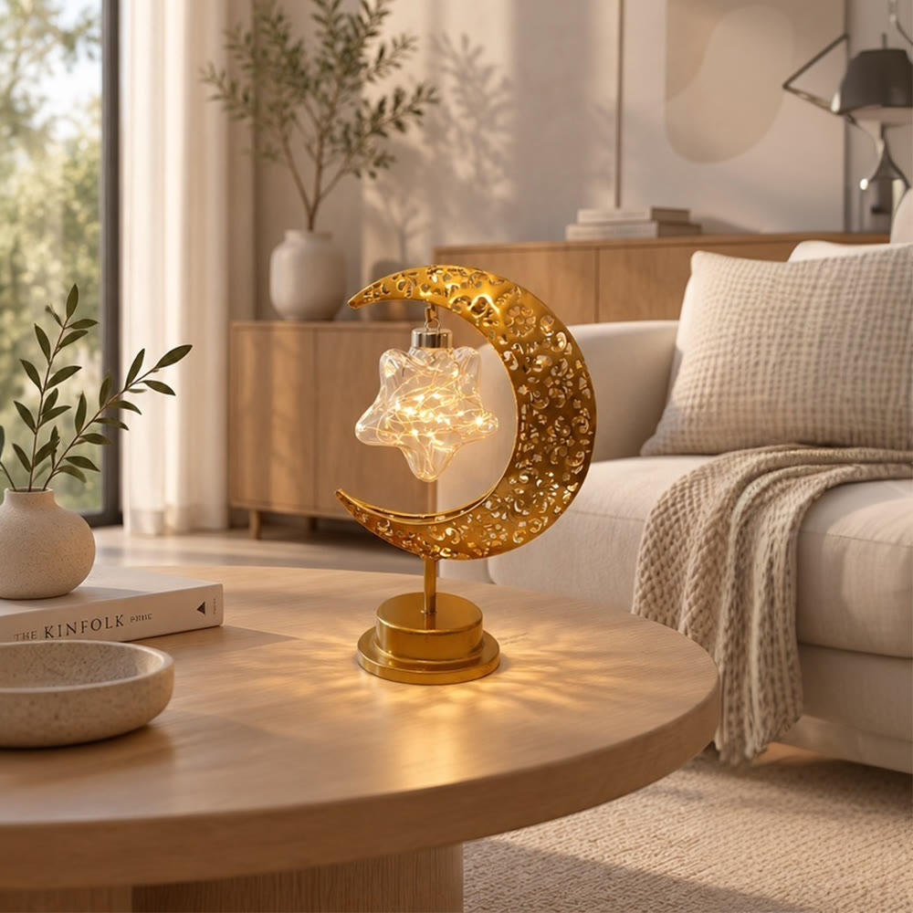 HilalHaven Crescent Moon &amp; Star Glow Islamic Iron LED Night Light - image 5
