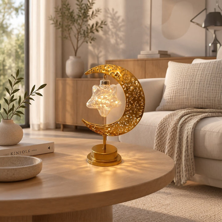 HilalHaven Crescent Moon &amp; Star Glow Islamic Iron LED Night Light - image 5
