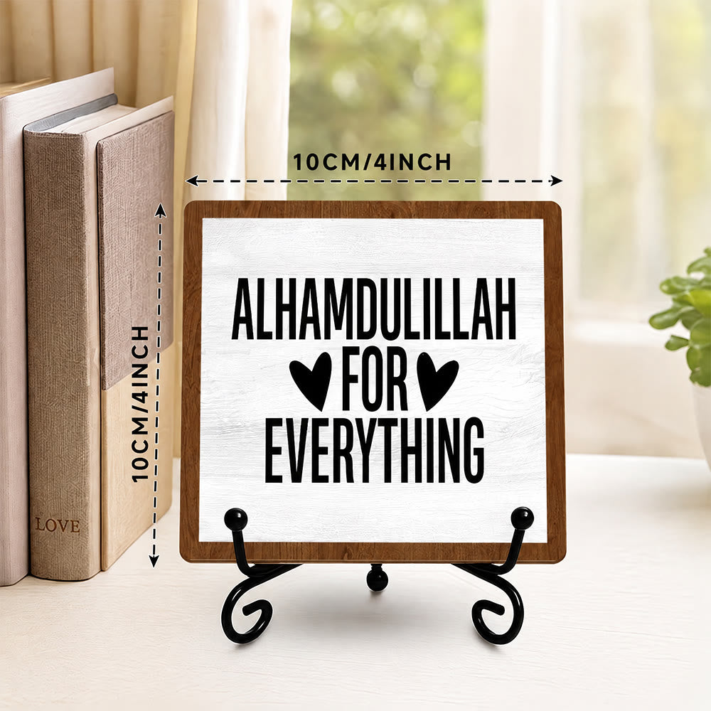 HilalHaven Alhamdulillah Quote Wooden Tabletop Sign Decor - 4&